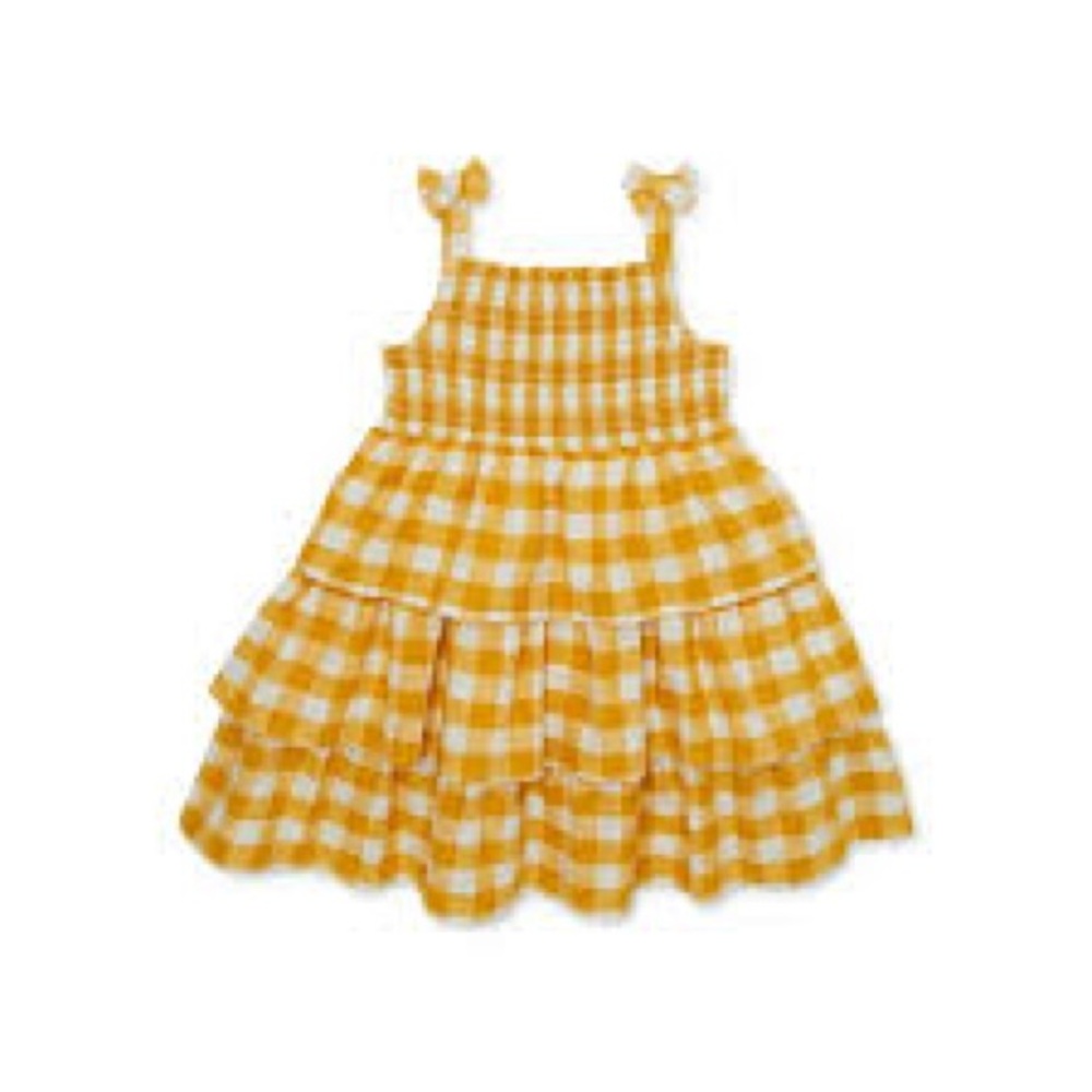 Yellow Gingham layered girls Dress 18 months